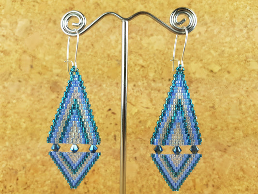 Orecchini pendenti Miyuki Delia e Swarovski a doppio triangolo - Beaded earrings Miyuki and Swarovski double triangle